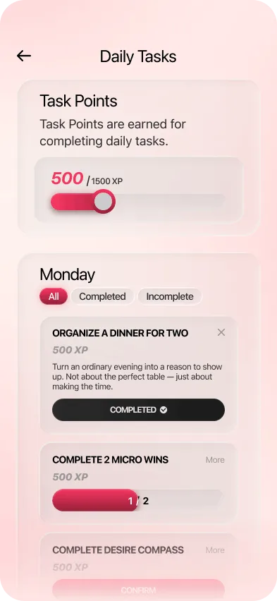 Daily Tasks screen